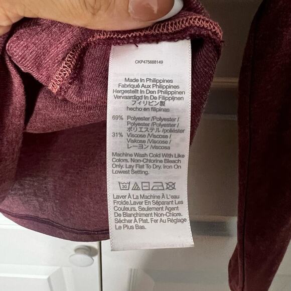 Madewell Maroon Long Sleeve Top Large - Picture 3 of 4